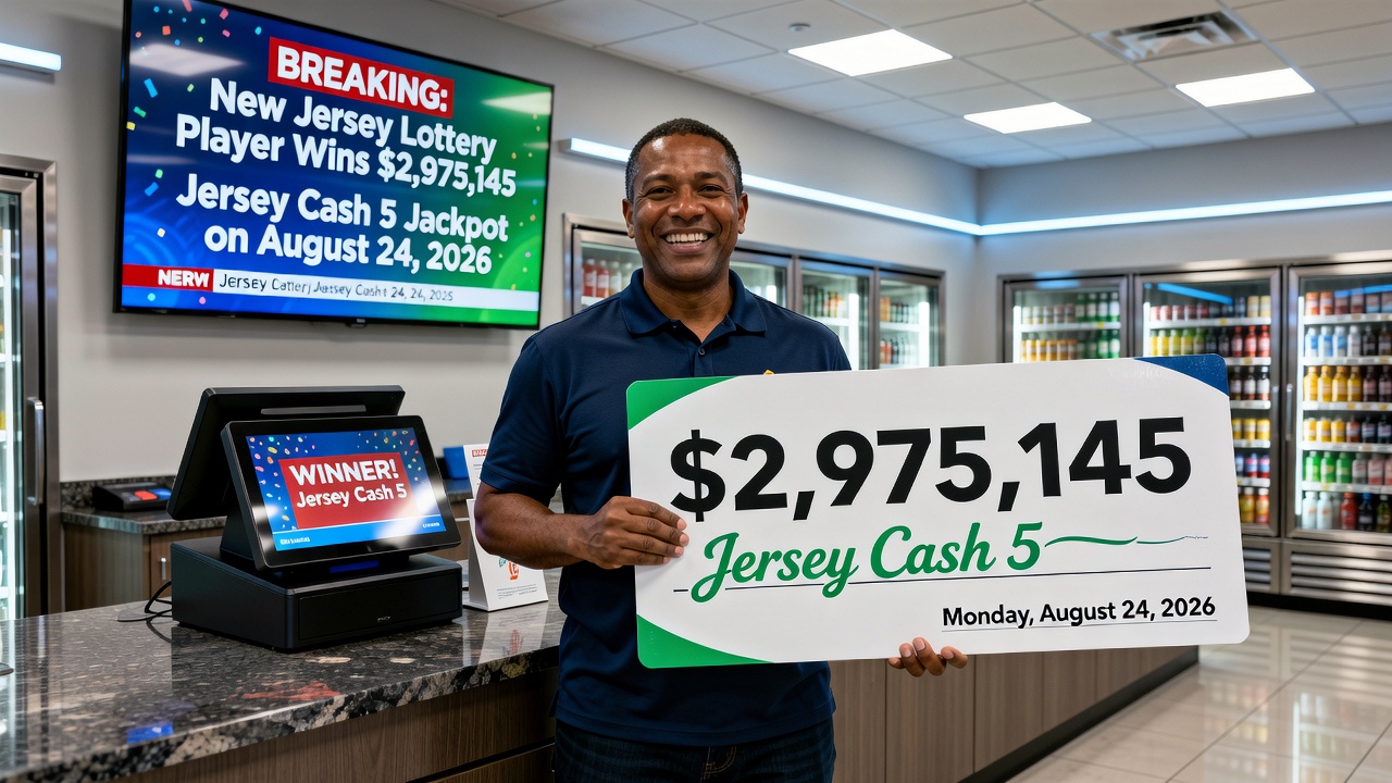 New Jersey lottery drawing results display with winning numbers